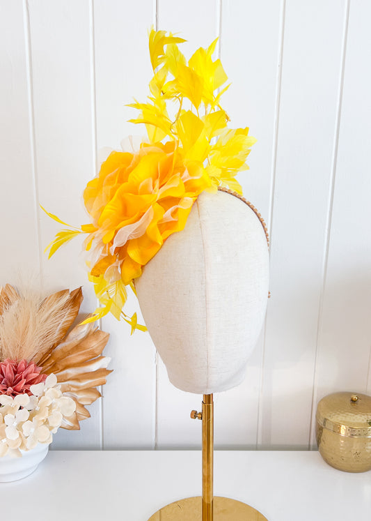 "Jayden" Yellow Fascinator