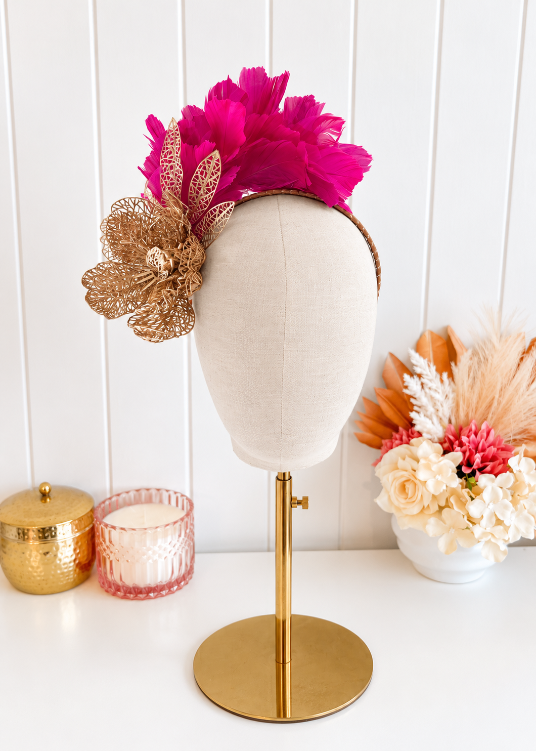 "Carmela" Hot Pink & Gold