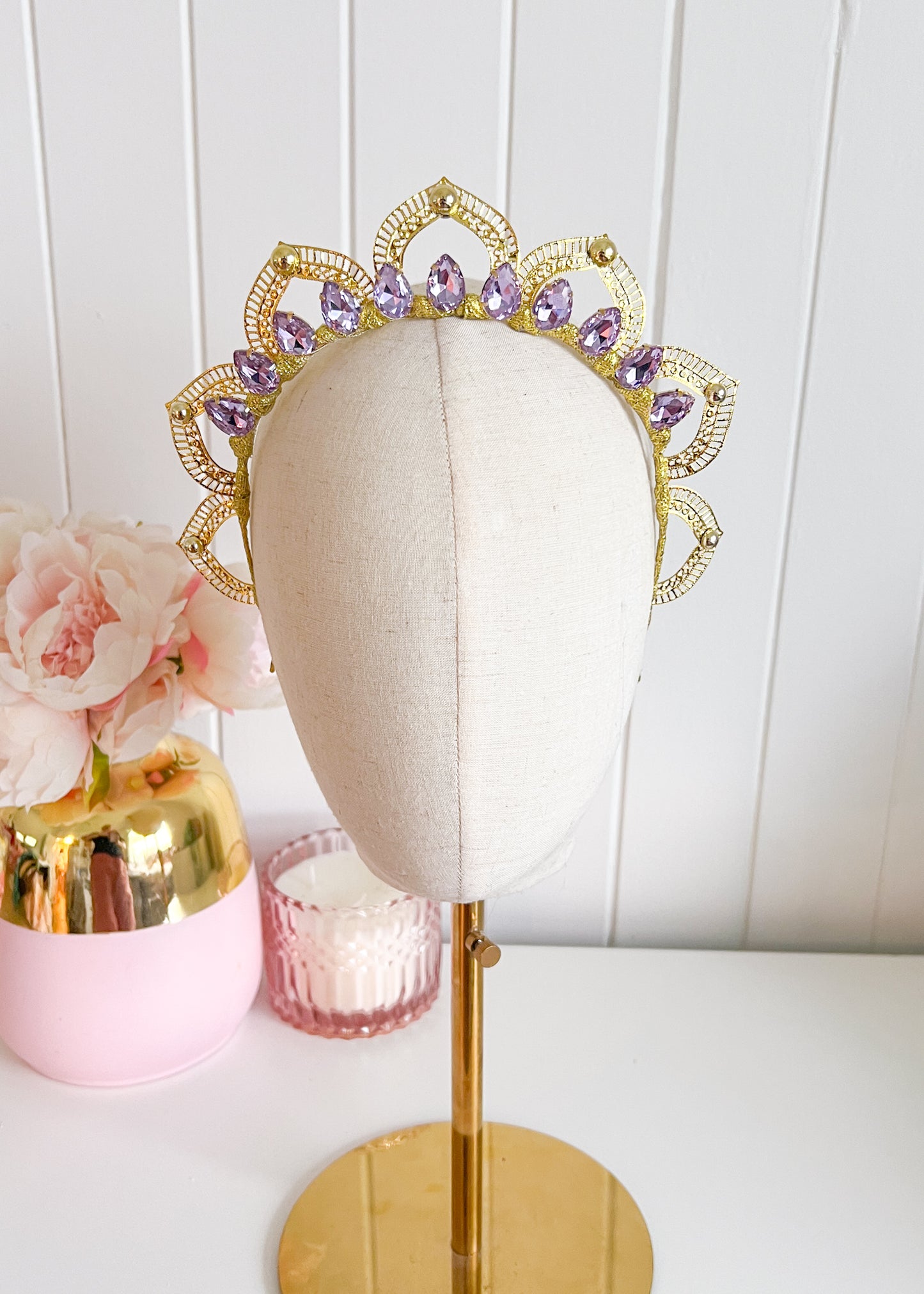"Mila" Lilac & Gold Crown