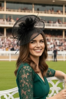 "Bella" Lattice Sinamay Black Fascinator