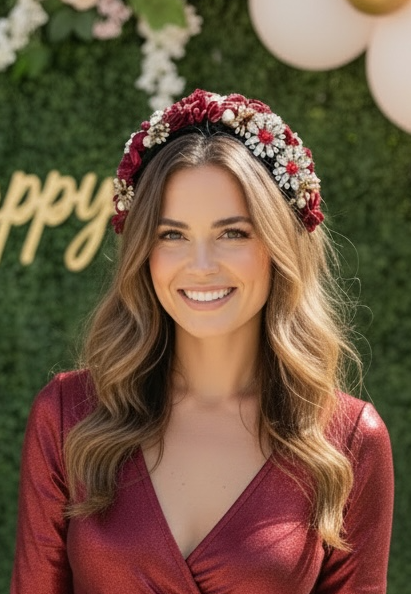 "Candice" Jewelled Headband - Red