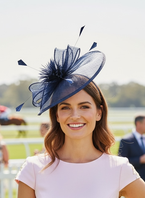 “Quinn” Navy Fascinator