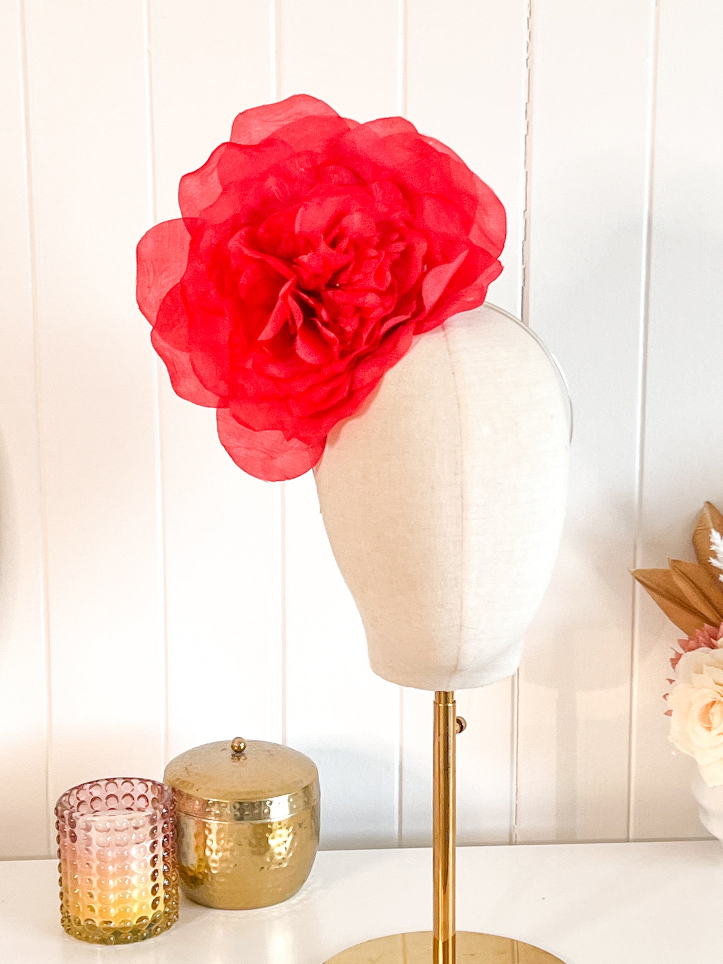 "Pricilla" Red Fascinator
