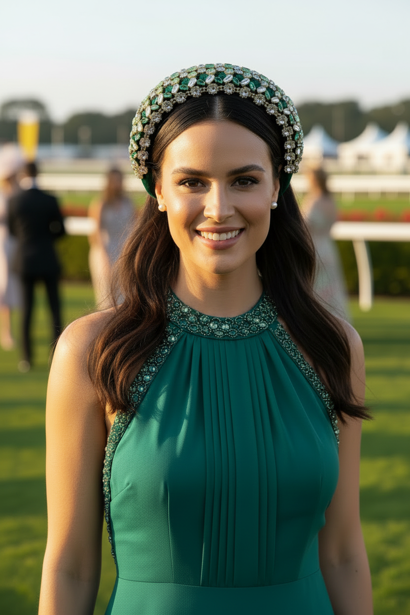 "Lillian" Jewelled Headband - Emerald