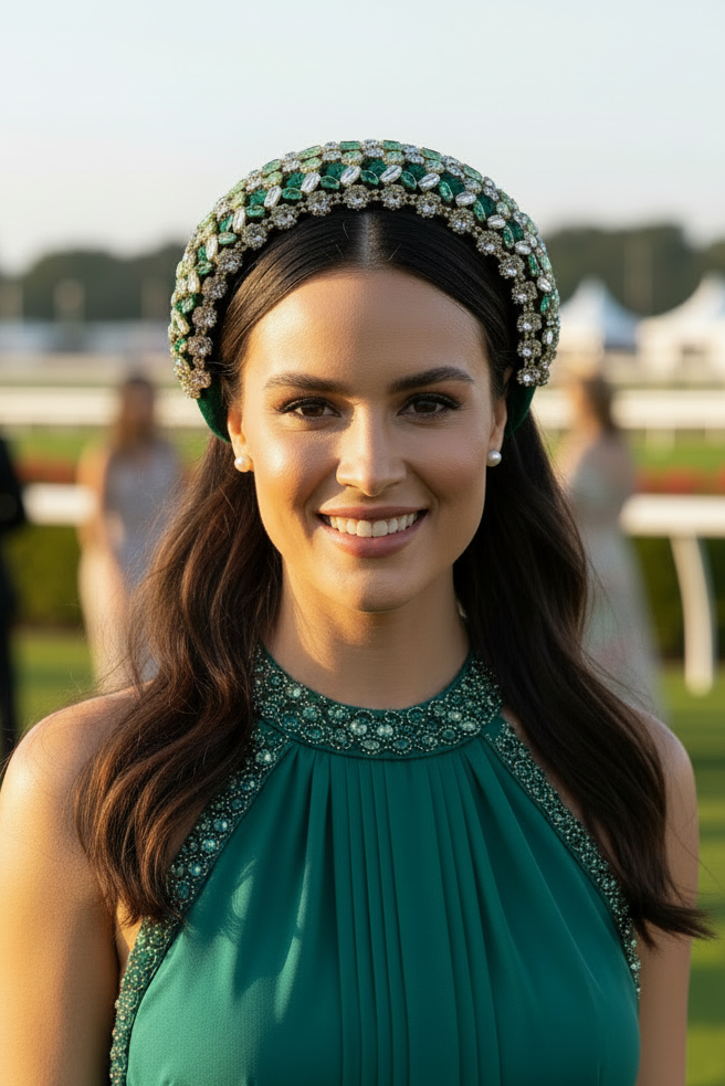 "Lillian" Jewelled Headband - Emerald