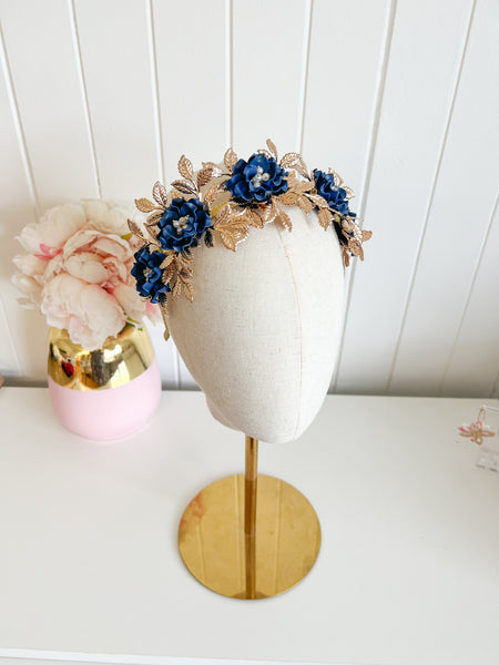 "Isla" Jewelled Crown - Navy
