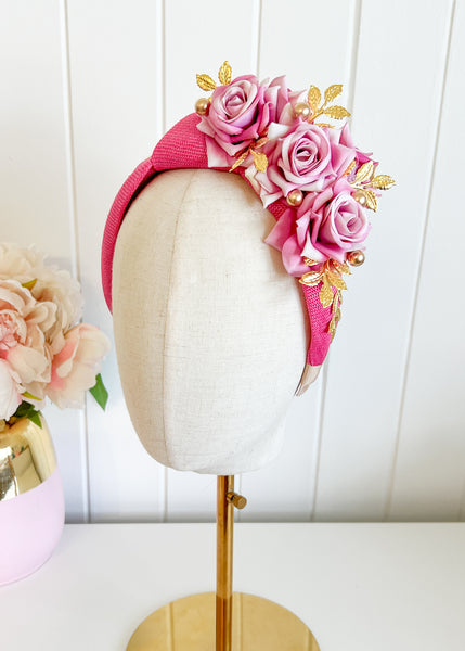 "Carmen" Pink Floral Headband