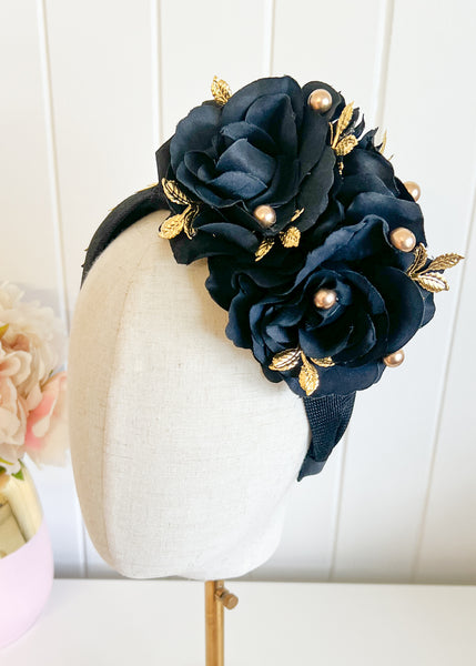 "Carmen" Black Floral Headband