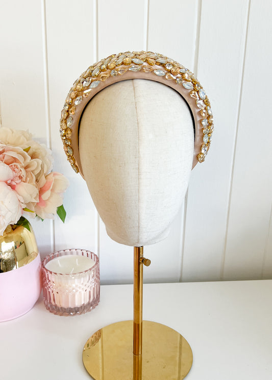 "Riley" Jewelled Headband - Gold