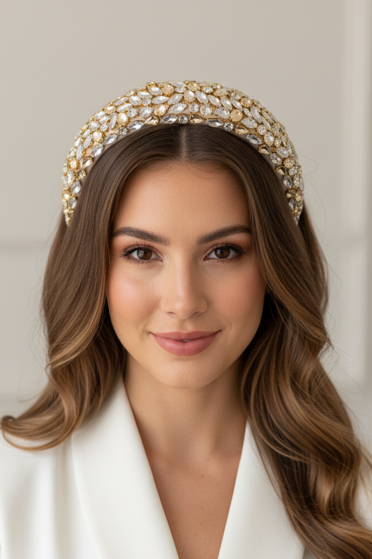 "Riley" Jewelled Headband - Gold