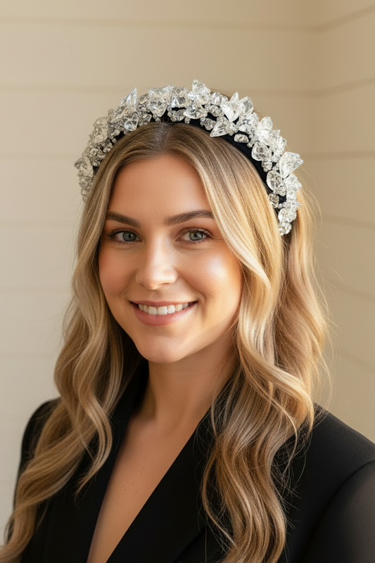 "Lumi" Jewelled Headband - Black & Clear