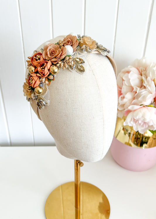 "Isabella" Crown Headband - Nude