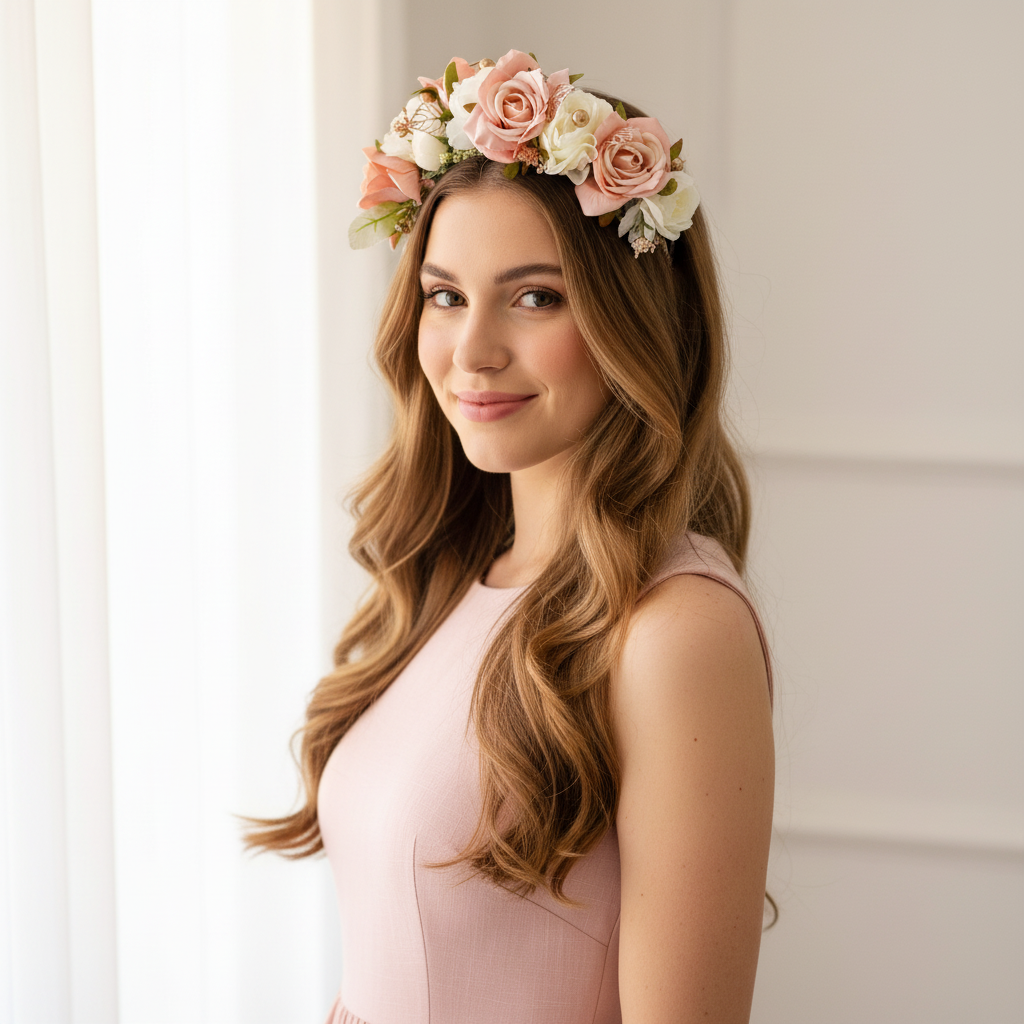 "Lori" Pink & White Floral Crown