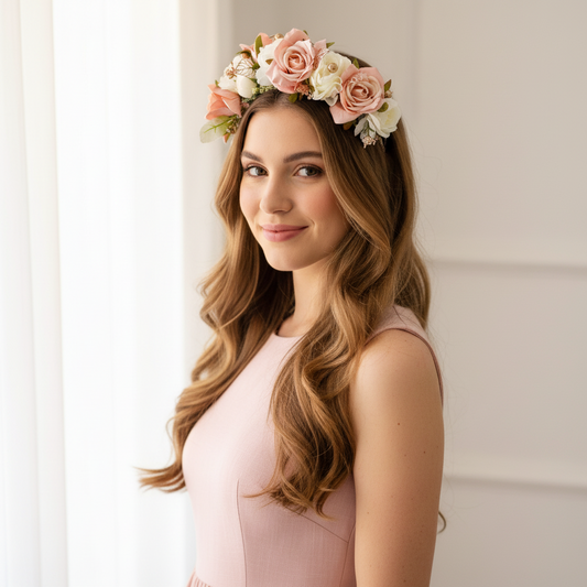 "Lori" Pink & White Floral Crown