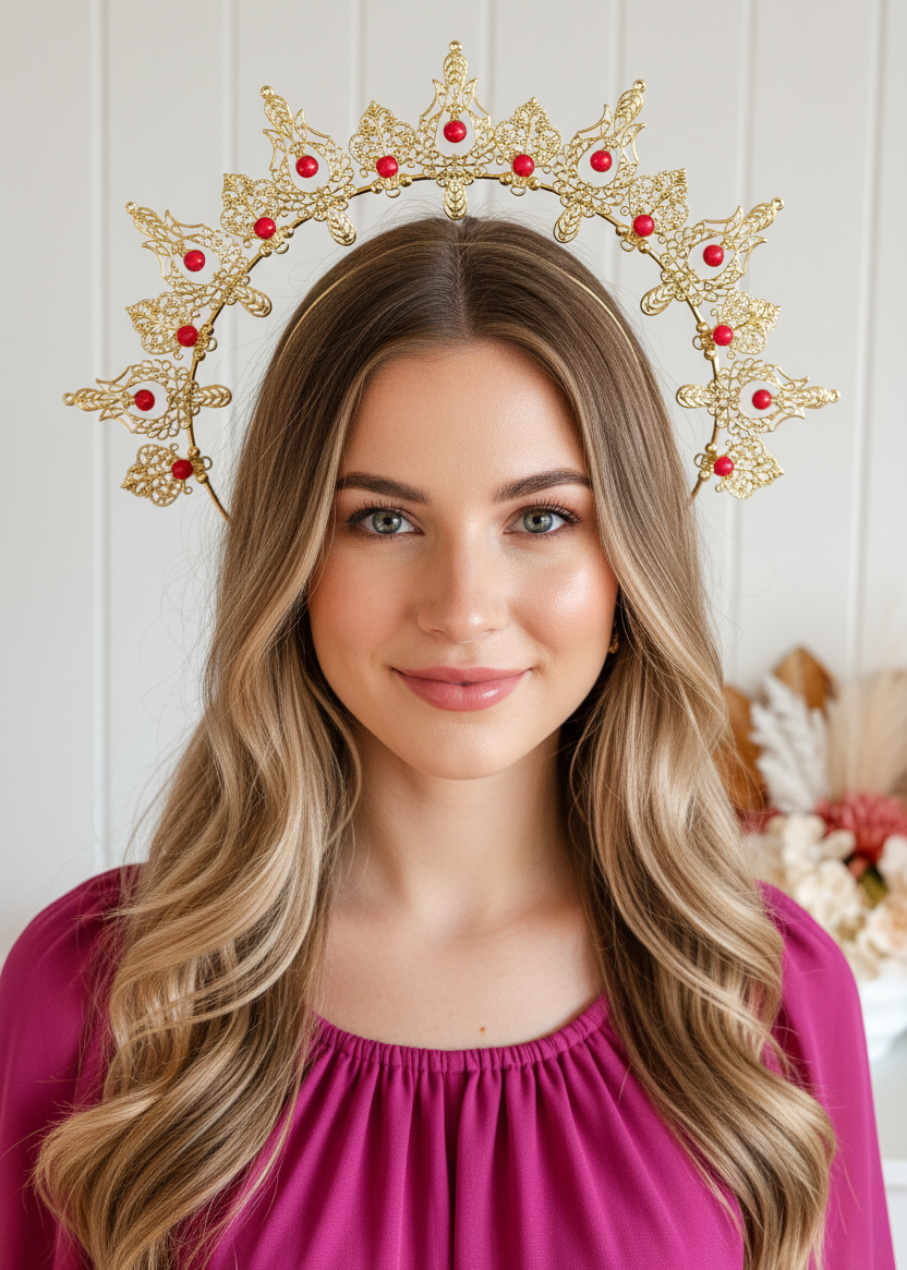 "Athena" - Hot Pink Crown