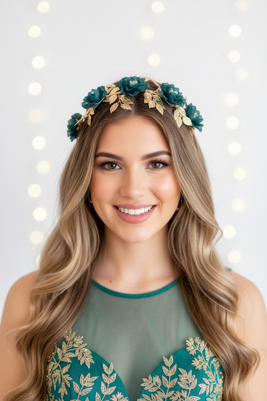 "Isla" Jewelled Crown - Green