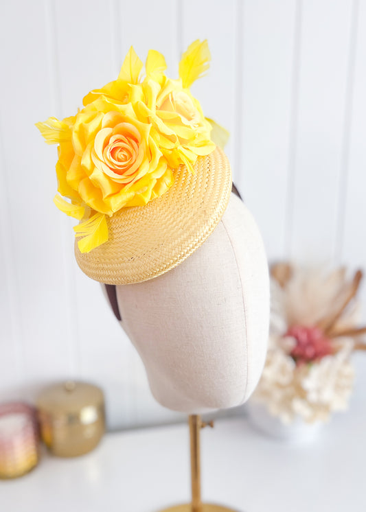 “Amalfi" Yellow Fascinator