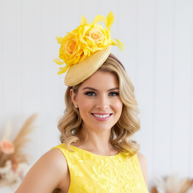“Amalfi" Yellow Fascinator