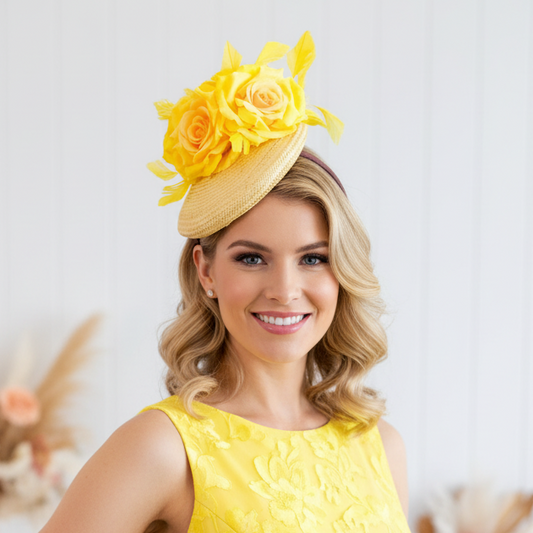“Amalfi" Yellow Fascinator