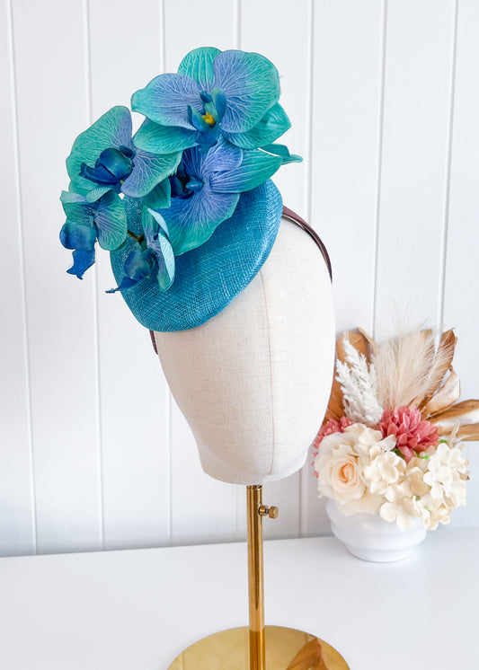 "Penelope" Turquoise Fascinator