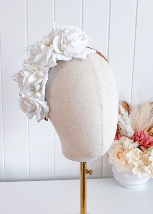 "Carla" White Headpiece