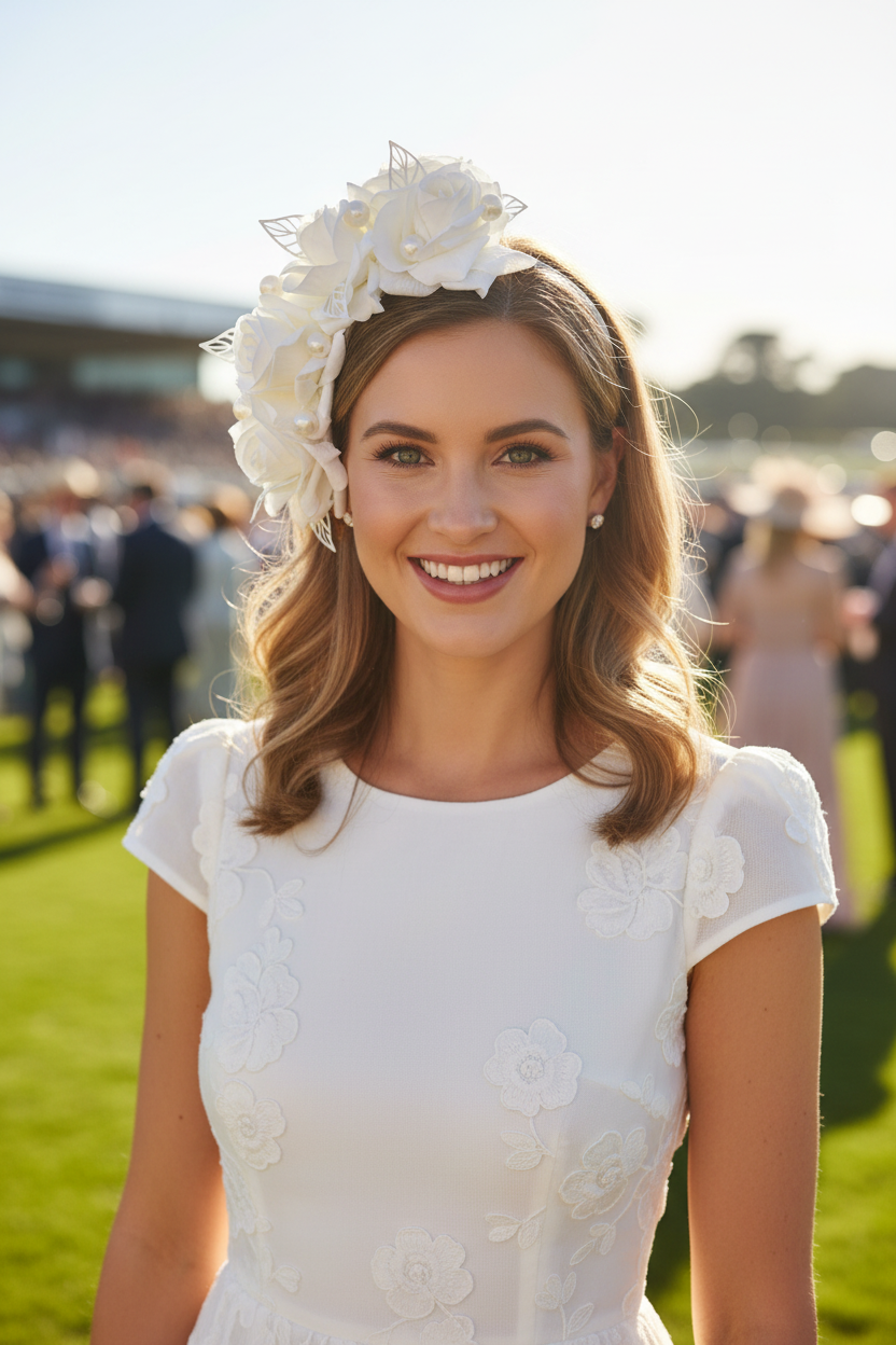 "Carla" White Headpiece