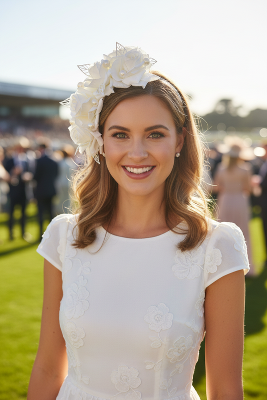 "Carla" White Headpiece