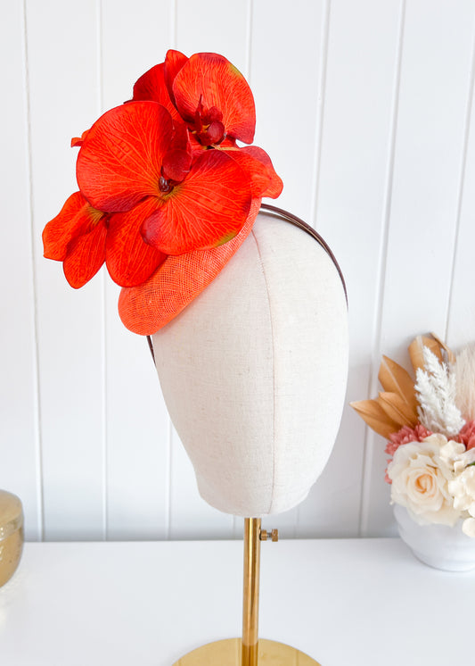 "Penelope" Orange Fascinator
