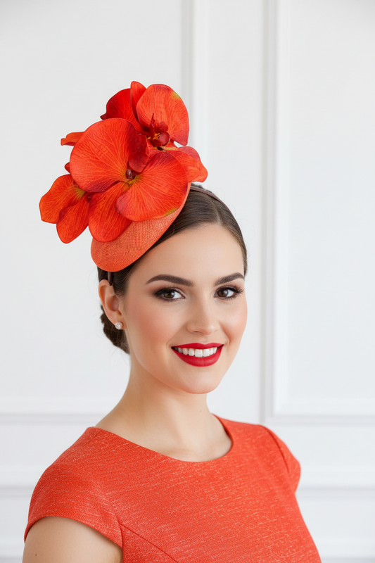 "Penelope" Orange Fascinator