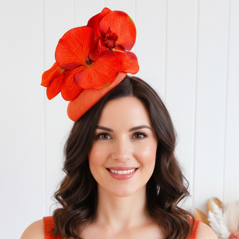 "Penelope" Orange Fascinator