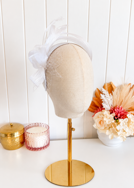 "Jemma" - White Crinoline Fascinator