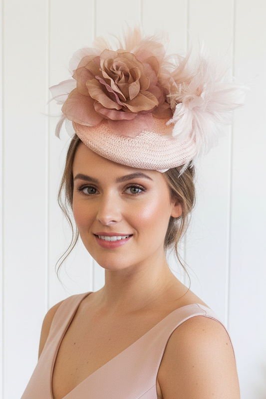 "Rania" Nude & Beige Fascinator