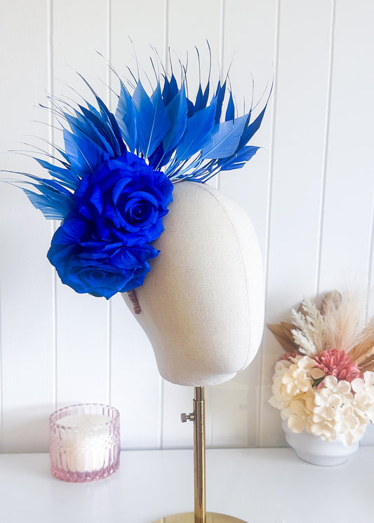 "Alanna" Blue Mix Fascinator