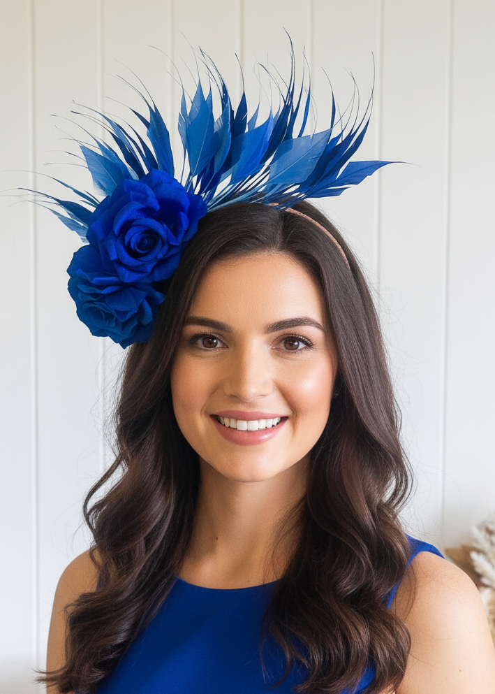 "Alanna" Blue Mix Fascinator