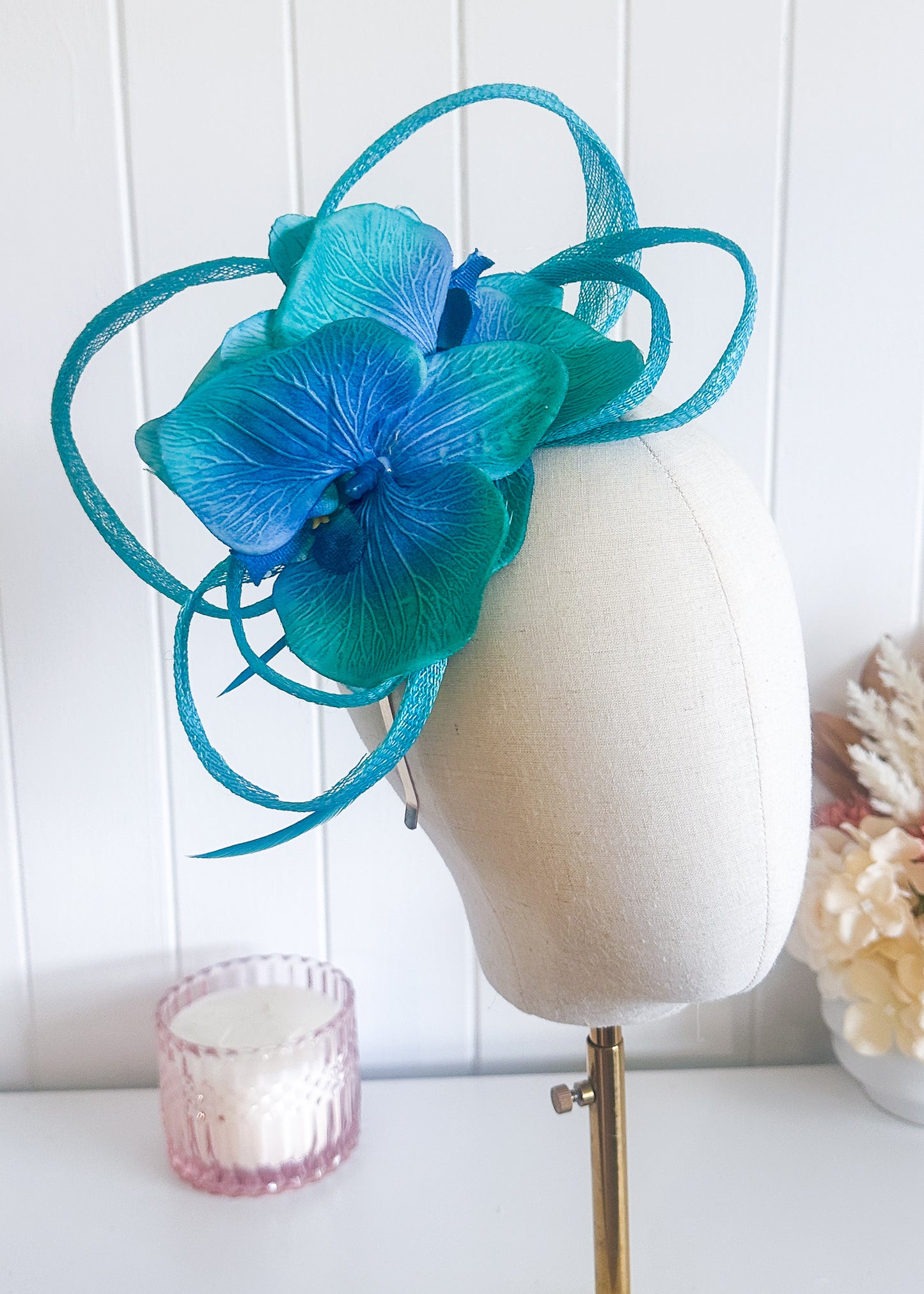 "Phoebe" Turquoise Fascinator