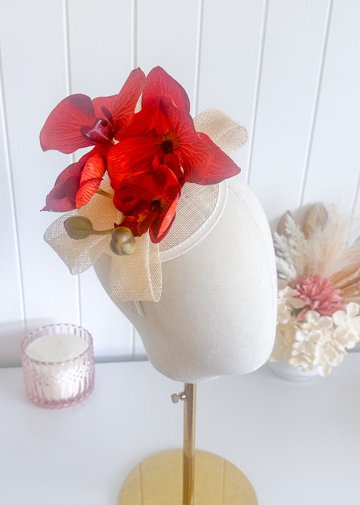 "Pietra" Orange & Cream Fascinator