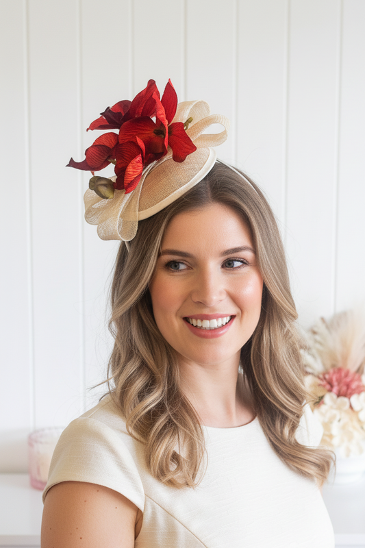 "Pietra" Orange & Cream Fascinator