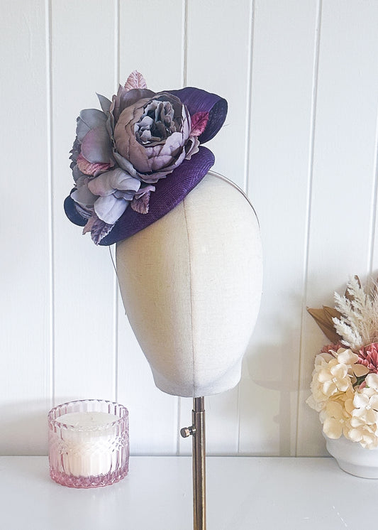 "Leonie" Purple & Lilac Fascinator