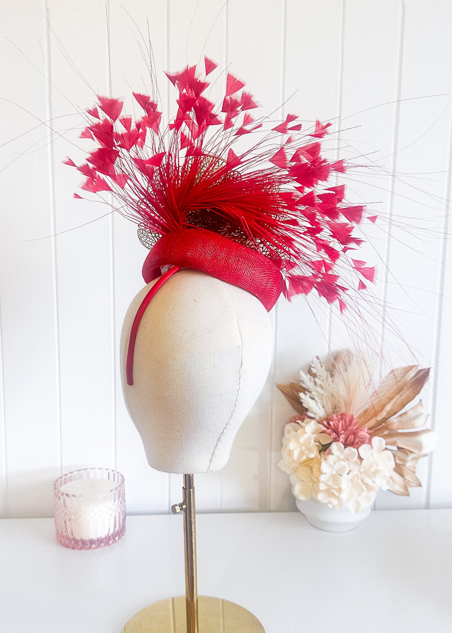 “Collette” Red & Gold Fascinator