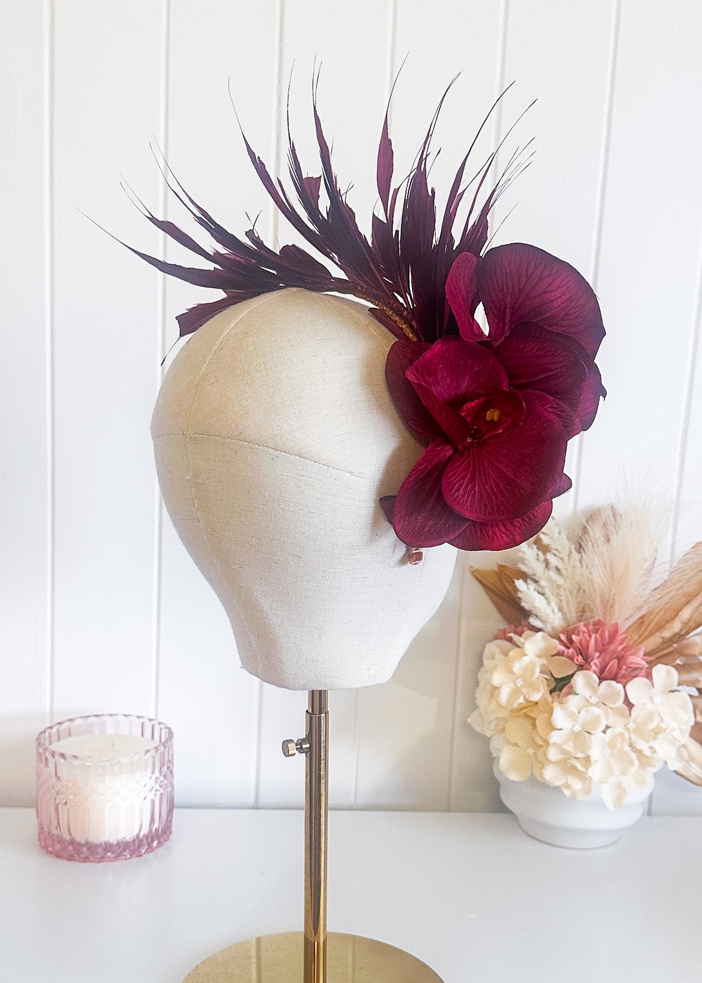 "Orchid Side Spray" Burgandy