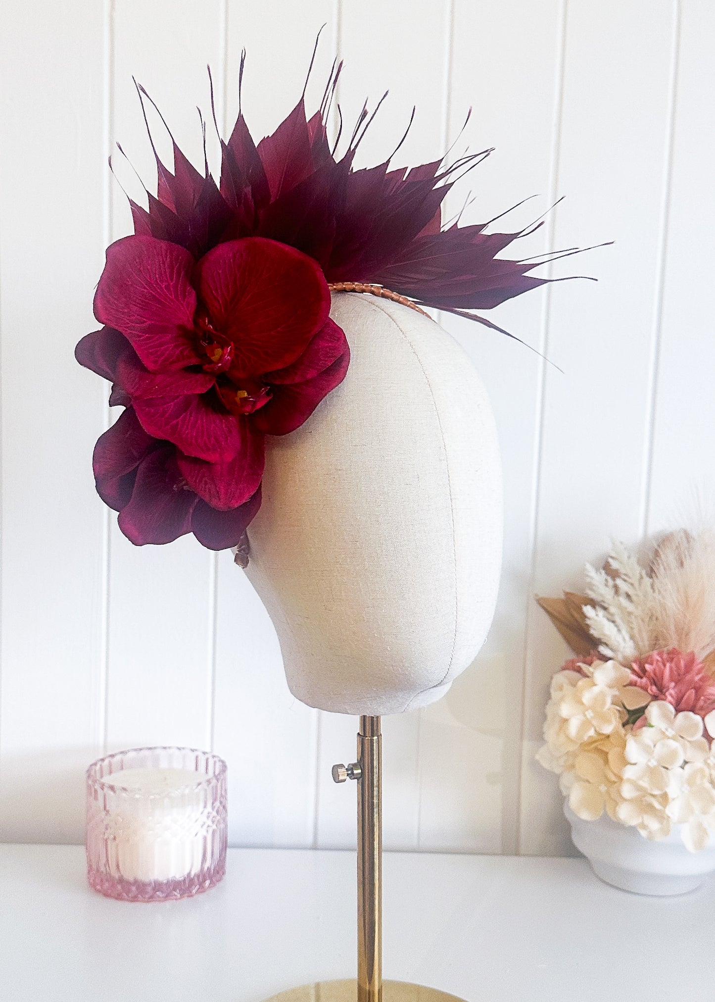 "Orchid Side Spray" Burgandy