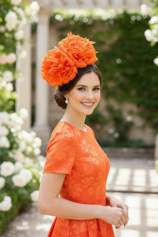 "Nerida" Orange Fascinator