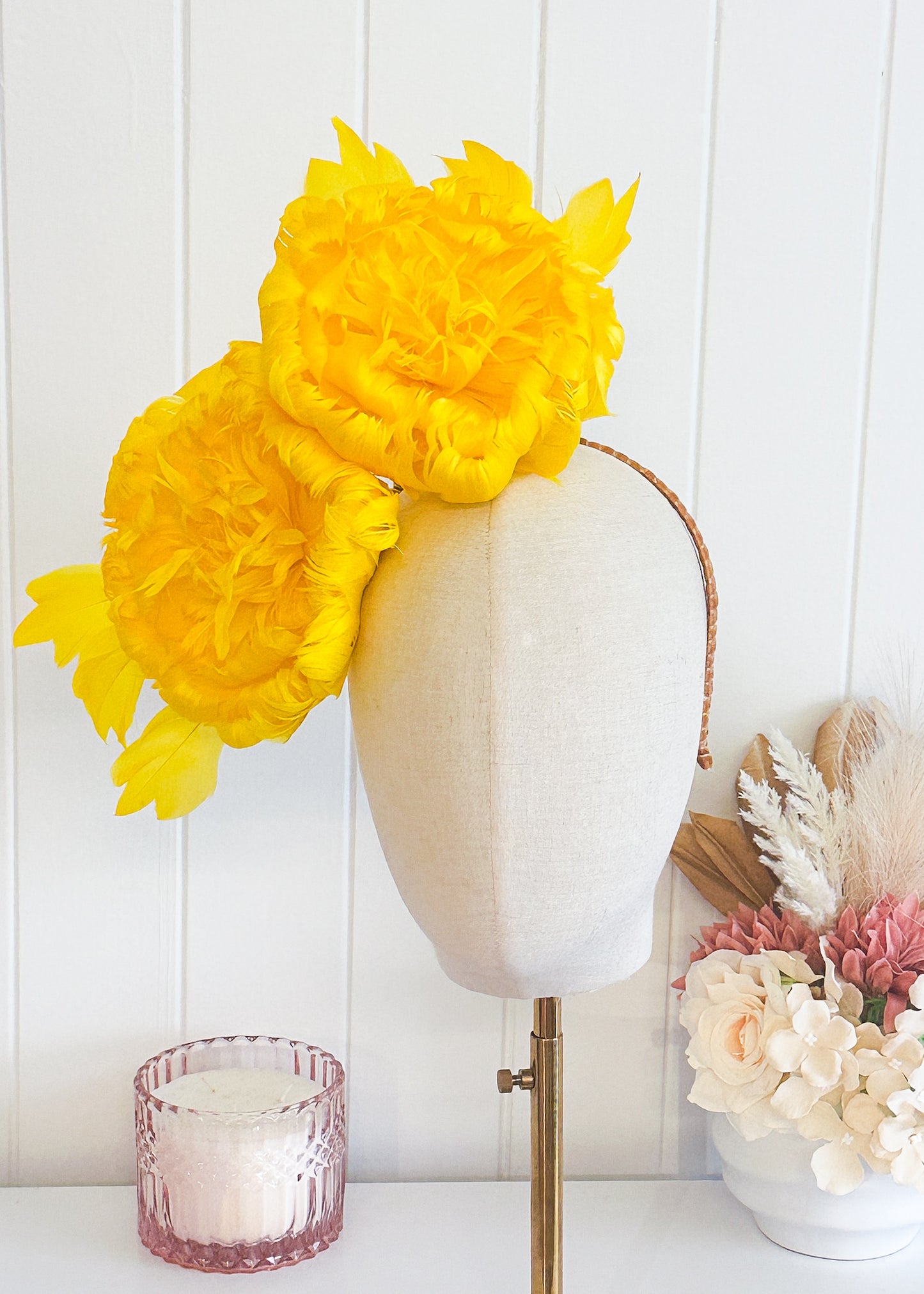 "Nerida" Yellow Fascinator