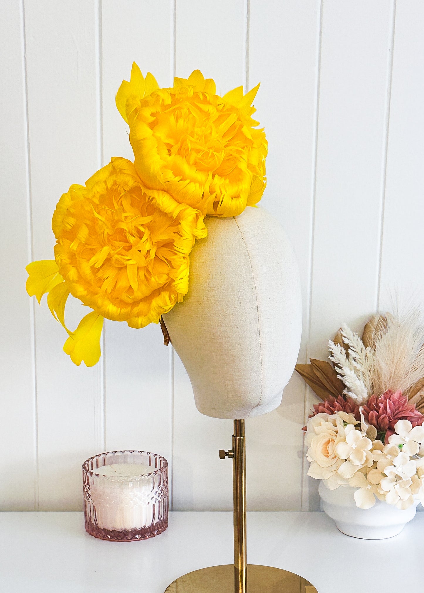 "Nerida" Yellow Fascinator