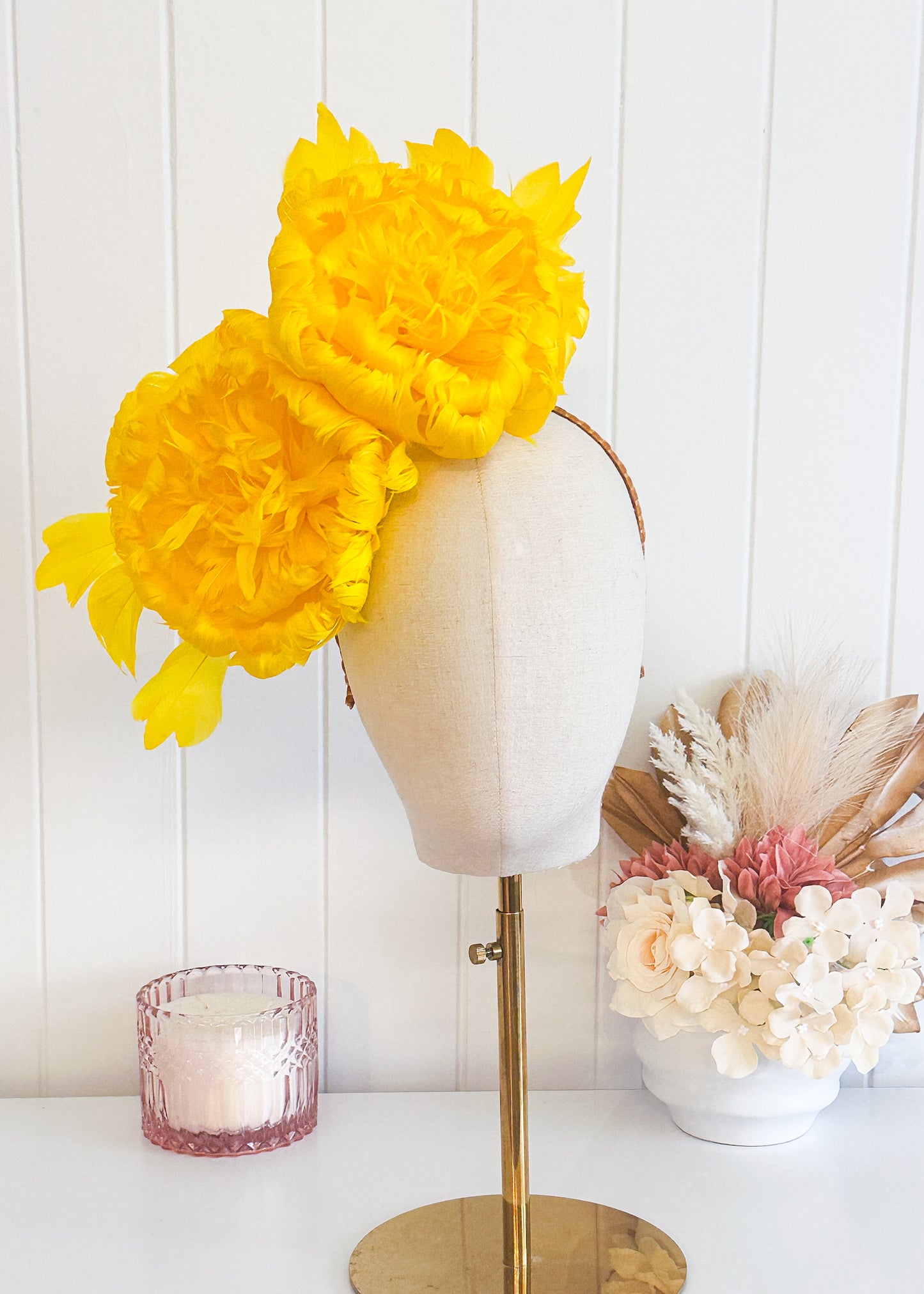 "Nerida" Yellow Fascinator
