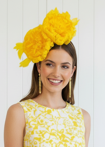 "Nerida" Yellow Fascinator