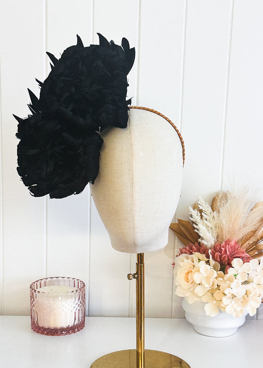 "Nerida" Black Fascinator