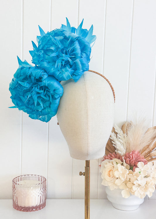 "Nerida" Turquoise Fascinator