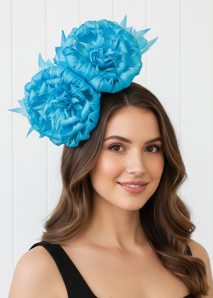"Nerida" Turquoise Fascinator