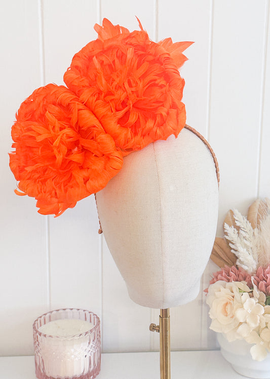 "Nerida" Orange Fascinator